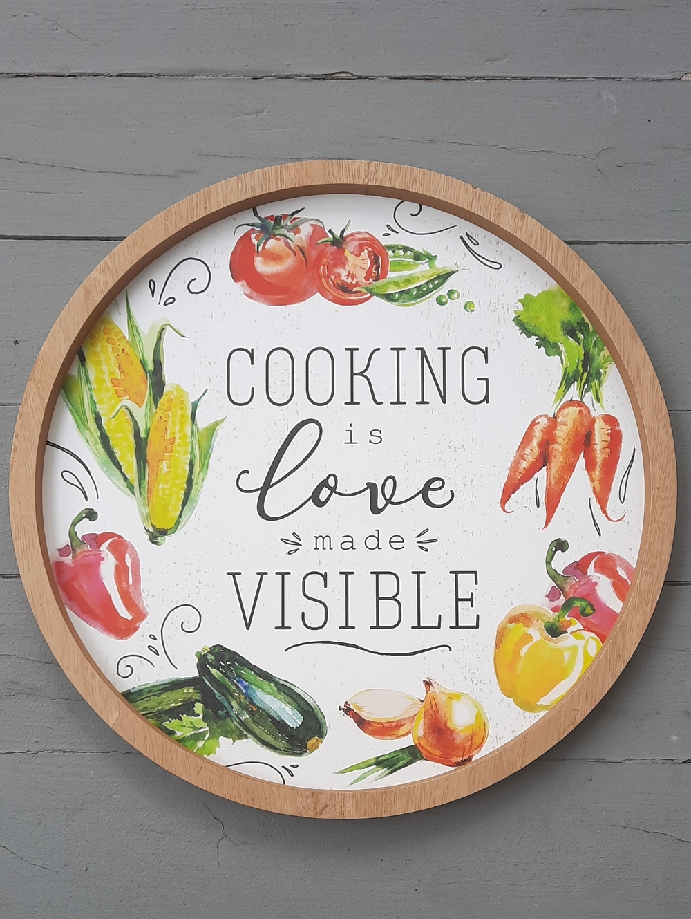 Cooking Is Love Made Visible Round Kitchen Wall Sign - Multicolor